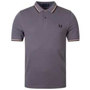 Fred Perry Mens Double Tipped Collar Polo Shirt / Black/White/Gray